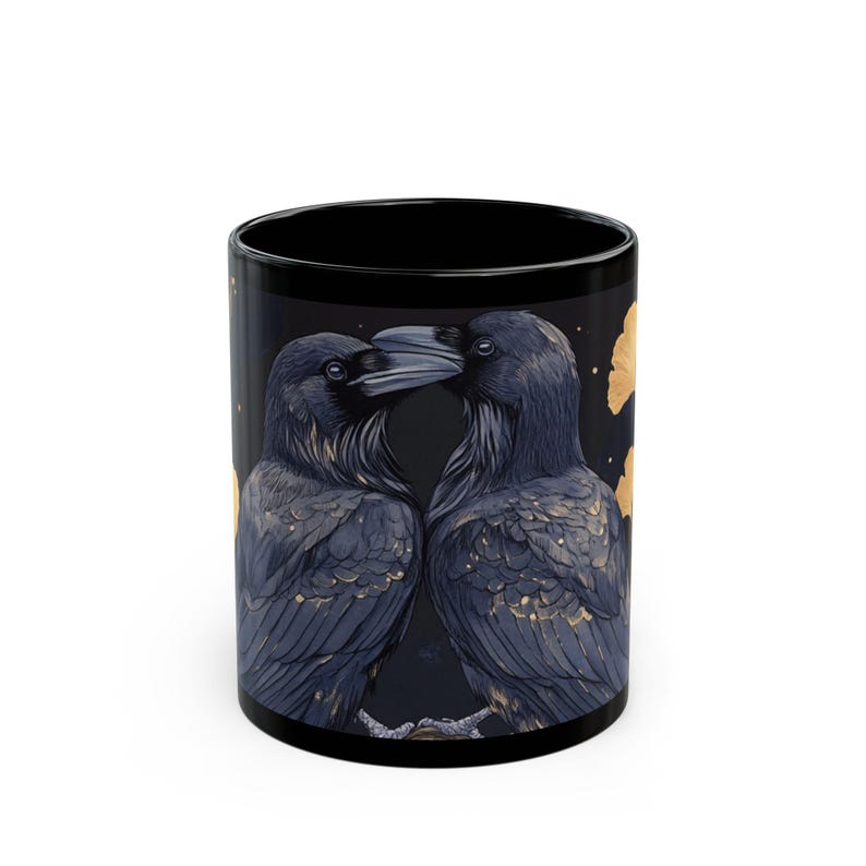 Raven Couple Coffee Mug | Gothic Celestial Crow, Dark Academia image 1