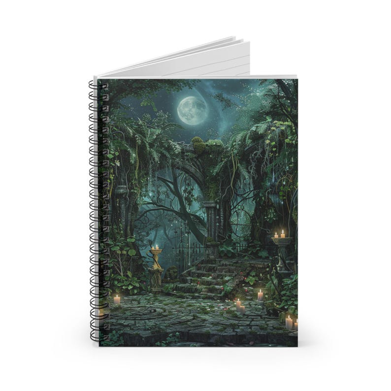 Enchanted Forest Spiral Notebook - Moonlit Ruins, Fantasy Design - Etsy