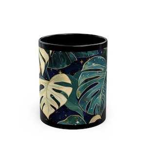 Celestial Monstera Mug | Gold Leaf Galaxy Plant Lover Gift