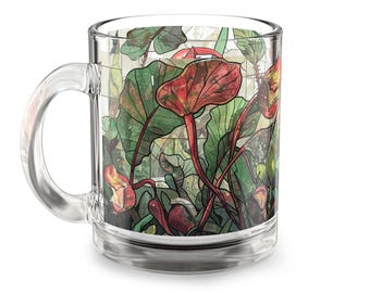 Botanical Glass Mug: Floral Coffee & Tea Drinkware (10oz)
