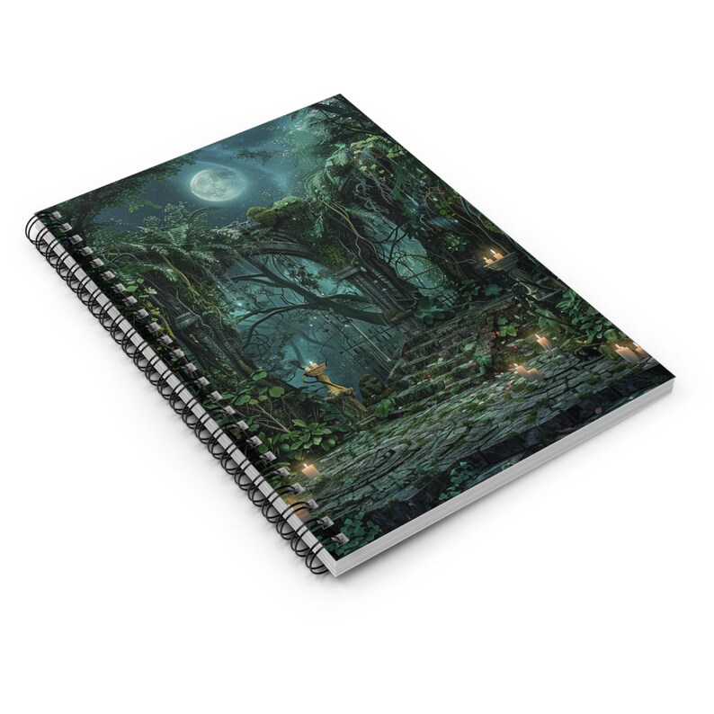 Enchanted Forest Spiral Notebook - Moonlit Ruins, Fantasy Design - Etsy