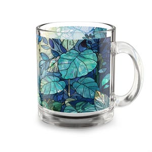 Taza de vidrio botánica: Taza de té artesanal de 10 oz imagen 4