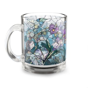Stained Glass Orchid Mug: Botanical Coffee Tea Cup