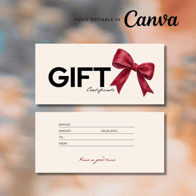 Minimalist Gift Certificate Template, Editable Canva Gift Voucher ...