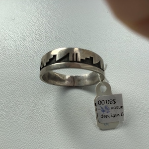 Extra large men’s silver ring with engraved design