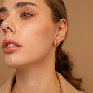 Minimal Jacket Front Back Earrings Spike Charm CZ Hoop Delicate Dainty Star Stud Tiny Gold Moon Small Huggie Cartilage Cuff No Piercing Wrap