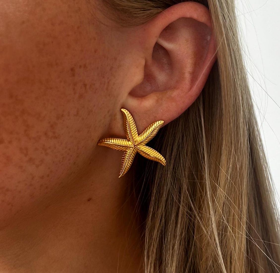 Karis Starfish Gold Statement Earrings