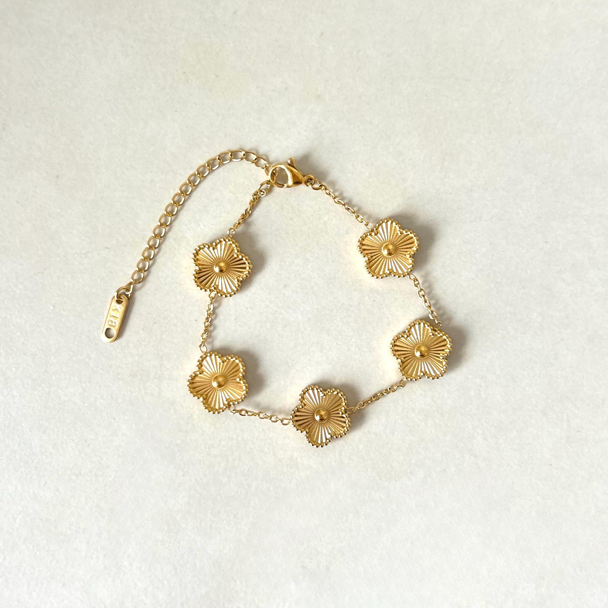 Clover bracelet gold stainless steel - Etsy 日本