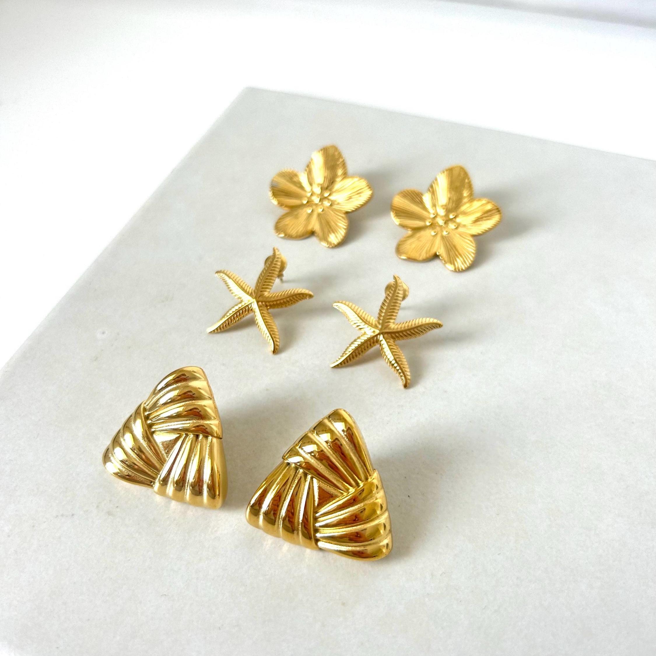 Gold Coral Statement Earrings