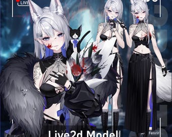 Könnte beinhalten: Eine digitale Illustration einer weiblichen Anime-Figur mit weißen Haaren und blauen Augen. Sie trägt ein schwarz-weißes Outfit mit einem schwarzen Rock und einem weißen Oberteil. Sie hält einen Strauß weißer Blumen mit roten Akzenten. Der Hintergrund ist ein dunkelblauer und violetter Farbverlauf mit einem weißen und blauen Muster.