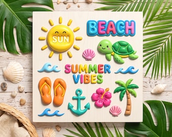 20 3D Puffy Midjourney Prompts for Summer TShirt Designs, Cute Inflatable Beach Towel Sublimation Graphic Digital Download, AI Prompt Guide