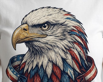 Patriotic Eagle Shirt American Flag Bald Eagle T-Shirt 4th of July Outfit USA Pride Graphic Tee Vintage Eagle Top Gift for Veterans Men