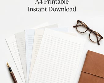 A4 Printable Lined Paper  Minimal Ruled Notebook Pages Digital Writing Paper  Instant Download PDF  A4 Lined Sheets