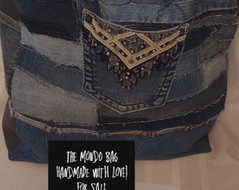 Handmade Upcycled Jean Tote Bag: Sustainable Eco Fashion