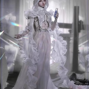 Complete outfit BJD 1/4 scale resin male doll – authentic &quot;Whale Fall&quot; fantasy style full set, original design with fishbone back accessory