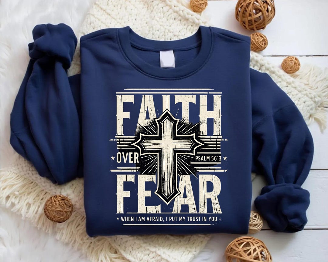 Faith Over Fear Christian Shirt – Psalm 56:3 Cross Tee - Etsy