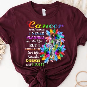 Camiseta de lucha contra el cáncer – Camiseta inspiradora de lucha contra el cáncer – Camiseta con lazo de fe y fuerza – Camiseta de amor, vida y odio a la enfermedad