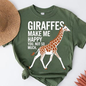 Giraffen Make Me Happy Shirt - Lustiges Giraffen-Liebhaber-T-Shirt, sarkastisches Tiergrafik-T-Shirt, Zootiergeschenk für Frauen und Männer