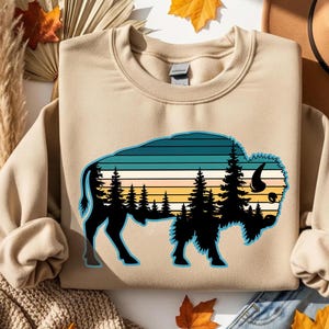 Buffalo Nature Shirt – Scenic Bison Silhouette Tee, National Park Wildlife T-Shirt, Camping Hiking Adventure Gift, Western Cowboy Shirt