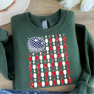 Bowlingshirt Amerikaanse vlag - patriottisch bowlingshirt voor bowlers, cadeau bowlingteam VS-thema, unieke bowlingkleding voor toernooien