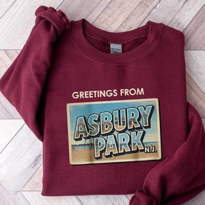 Greetings From Asbury Park Sweatshirt – Vintage Asbury Park NJ Tee – Retro Greetings Shirt – New Jersey State Shirt – Beach Town Gift