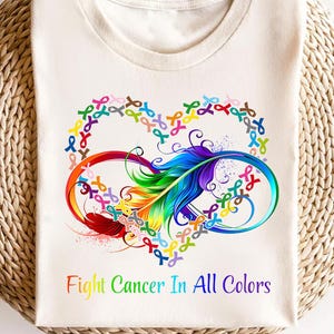 Kampf gegen Krebs in allen Farben Shirt - Regenbogen-Bewusstseinsband-T-Shirt - Krebs-Unterstützungs-Shirt - Buntes Krebs-Überlebenden Geschenk - Hoffnungs-Bewusstseins-T-Shirt