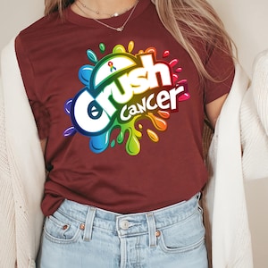 Camiseta &quot;Aplastar el Cáncer&quot;: Camiseta arcoíris de lucha contra el cáncer, camiseta de concientización sobre el cáncer, camiseta de esperanza y fuerza, camiseta de apoyo contra el cáncer, camiseta inspiradora