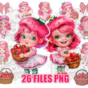 26 PNG Strawberry Shortcake, Strawberry Shortcake Baby Shower, Strawberry Shortcake Birthday, Berry Sweet PNG, Sublimation, PNG download
