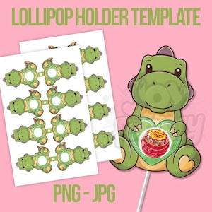 Dinosaur Lollipop Holder, Dino Birthday Lollipop Holder, Dino Party Lollipop, Birthday Gifts, Kids Crafts, PNG Download.
