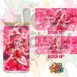 2 Files strawberry shortcake png , Strawberry 20 40oz, Strawberry cup wrap,Berry Sweet,glass can wrap, Instant digital download Digital File