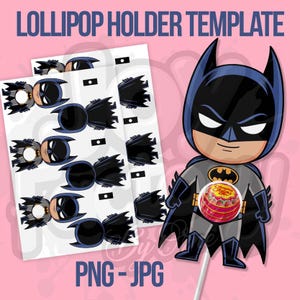 Porta-pirulito de super-herói, Porta-pirulito de aniversário de super-herói, Pirulito de festa digital, Presentes de aniversário, Artesanato infantil, Download de PNG.