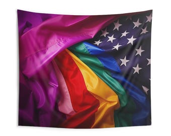 Pride Flag-tapijt, LGBTQ-regenboogmuur, decor Gay Queer Activist, zichtbaarheid viering diversiteit, kunst binnen, Pride Month