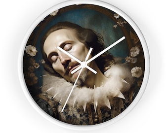 Shakespeare-wandklok - literair kunstzinnig huisdecor, Shakespeare-kunst, romantische literaire klok, creatief literair cadeau, inspirerende kunstklok,