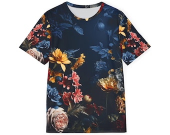Botanisch humeurig bloemen sportjersey-T-shirt voor heren - atletisch, kunstzinnig, hip, mode, uniek, opvallend, atletisch shirt, atletisch