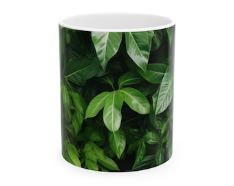 Keramische mok lommerrijke bos natuur - rustig bosontwerp, vredige zuurstofkunst, koffiekopje fotokwaliteit, kunstzinnige theemok, lommerrijk natuurcadeau,