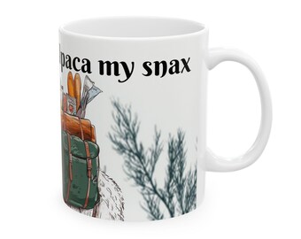 Alpaca my Snax, dierenkoffiekop, leuke kampeerbekers, cadeau voor buiten, wandelmok