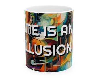 Filosofische tijd is een illusie keramische mok, koffiekopje spiritueel gesprek starter, artistieke theemok, inspirerende drinkgerei, uniek