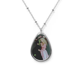 Kettinghanger, Elphaba en Glinda romantische Valentijnsdag sieraden, Oz Wicked Love Friendship Wizard of Oz, ovale bedel, cadeau voor haar,