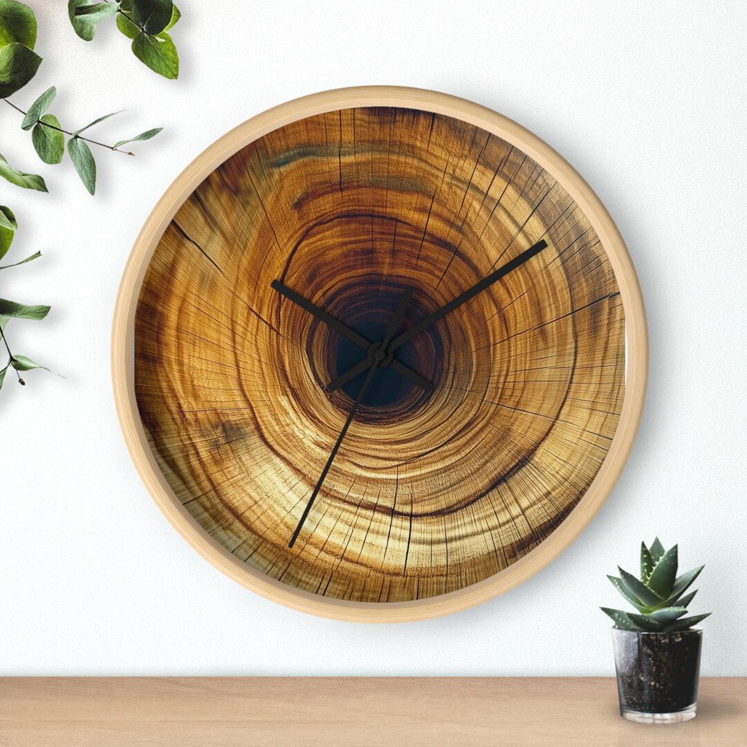 Rustic Timepiece Rustic Woodsy Grain Ring Clock, Organic Log Slice Timepiece, Wilderness ...