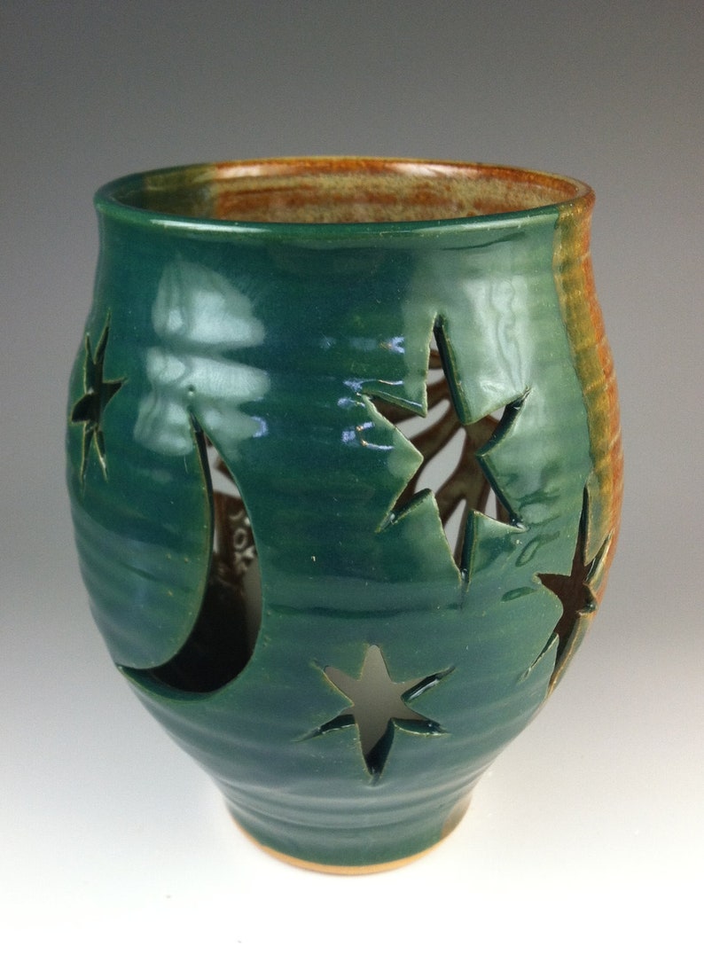 Green Instant Karma Stoneware Candle Lantern image 3