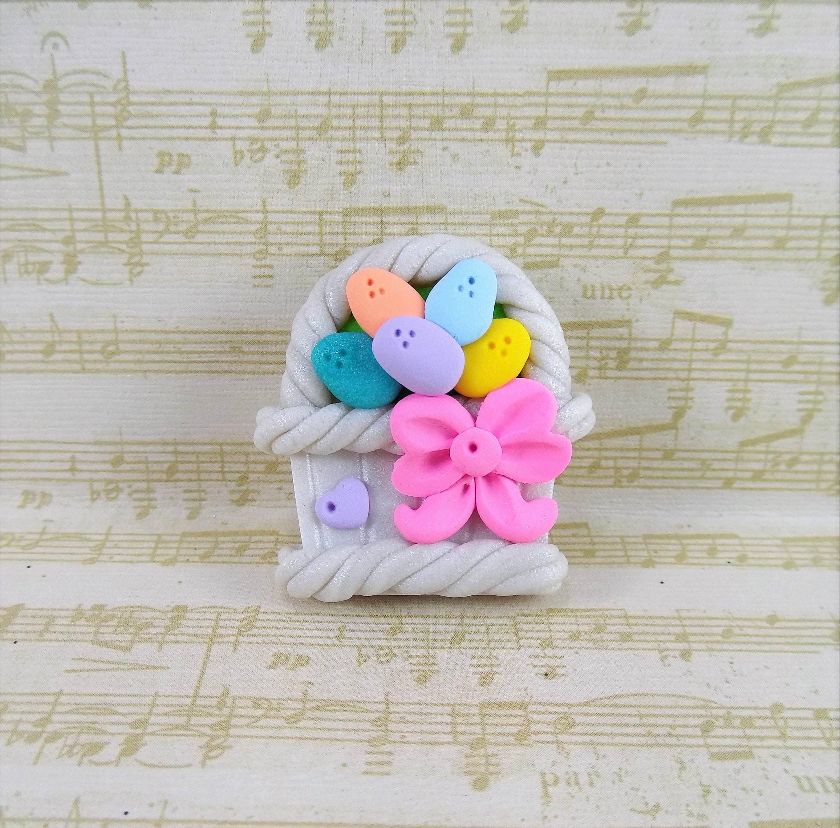 Easter Basket Hair Bow Center Polymer Clay Bow Center Etsy