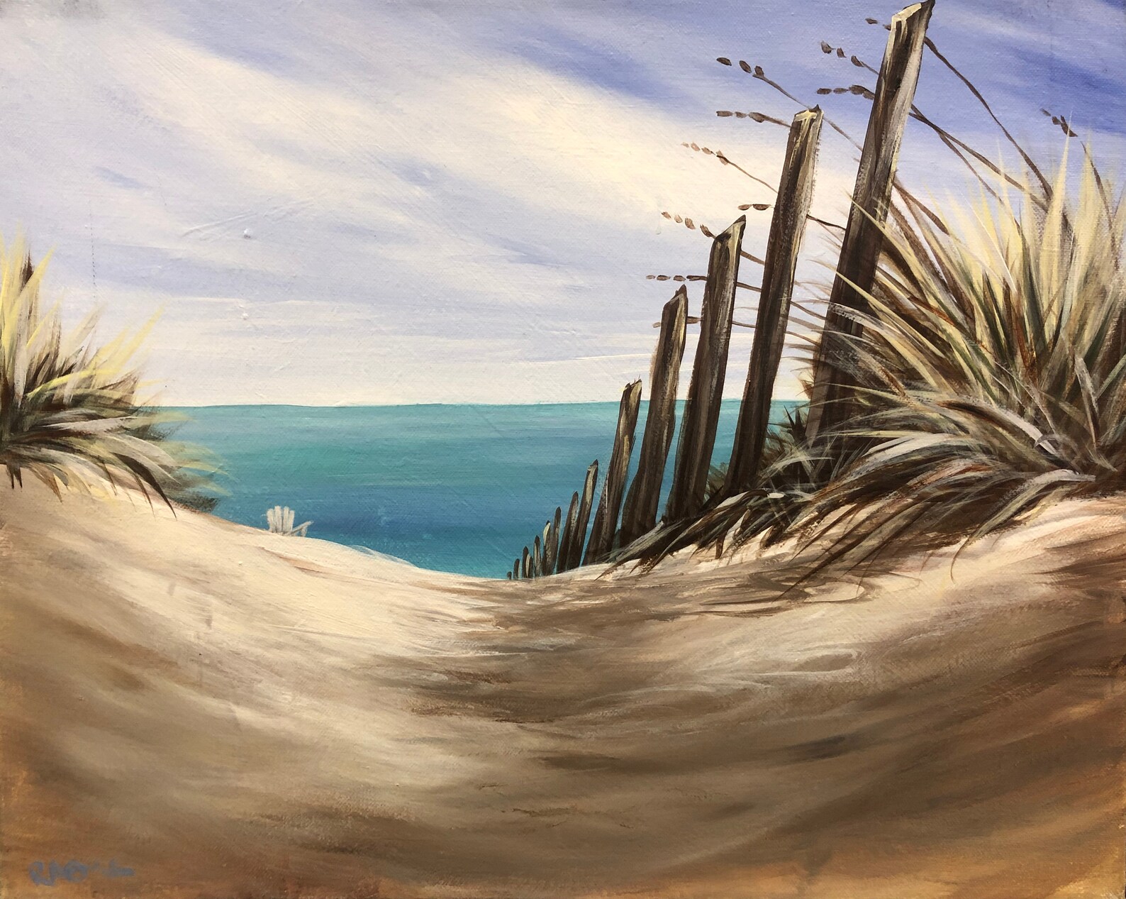 Beach Grasses sand dunes ocean sea original acrylic Etsy