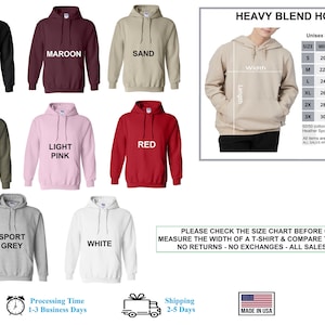 a picture of a hoodie with the measurements for each hoodie