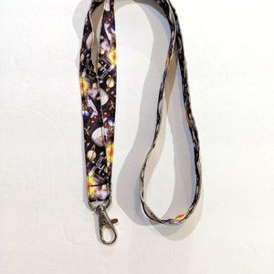 Planets Outer Space ID Lanyard, 5/8 Inch Wide 19 Inches Long, Double Sided, Use for Work Badges, Student ID&#39;s or Keys, Breakaway Option
