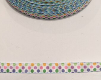 3 Yards of 3/8 Inch Wide Ribbon | Polk Dot Ribbon | Dots Narrow Ribbon | Cute Ribbon | Decorative Ribbon | White with Polka Dots #11225