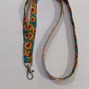 Sunflower ID Lanyard: 5/8&quot; Double Sided Grosgrain Ribbon Badge Holder, Breakaway Option