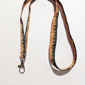 Flames Fire ID Lanyard: Double Sided Grosgrain Ribbon, Breakaway Option, 5/8&quot;