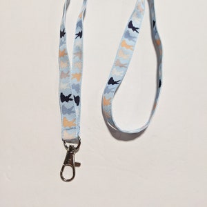 Blue Bunny Rabbit Lanyard: Double Sided ID Badge Holder, Breakaway Option, 5/8&quot; Wide