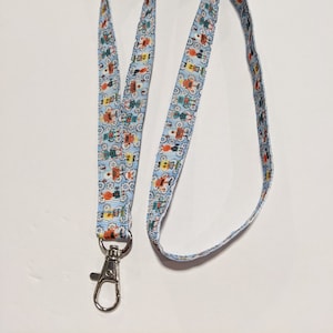 Robots and Gears Lanyard: 5/8&quot; Wide Double Sided ID Badge Holder, Breakaway Option