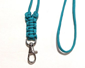 Turquoise Minimalist Paracord or Parachute Cord ID Lanyard with a Lobster Claw Clasp or Clip